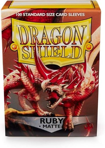 Imagen de PROTECTORES DE TARJETA - SLEEVES STANDARD MATTE 2-1/2"X3-1/2" RUBY 100CT. DRAGON SHIELD