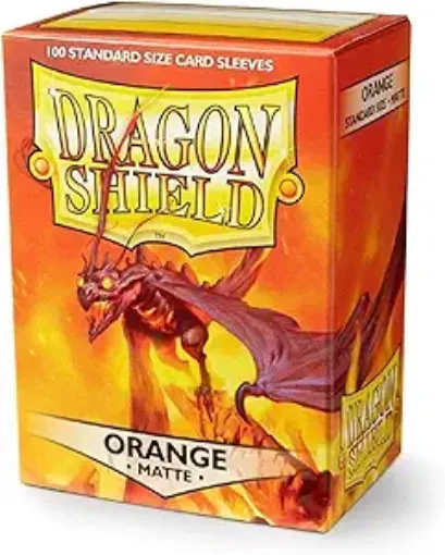 Imagen de PROTECTORES DE TARJETA - SLEEVES STANDARD MATTE 2-1/2"X3-1/2" ORANGE 100CT. DRAGON SHIELD