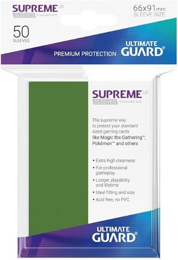 Imagen de PROTECTORES DE TARJETA - SLEEVES STANDARD SIZE MATTE SUPREME UX GREEN 50 CT. ULTIMATE GUARD